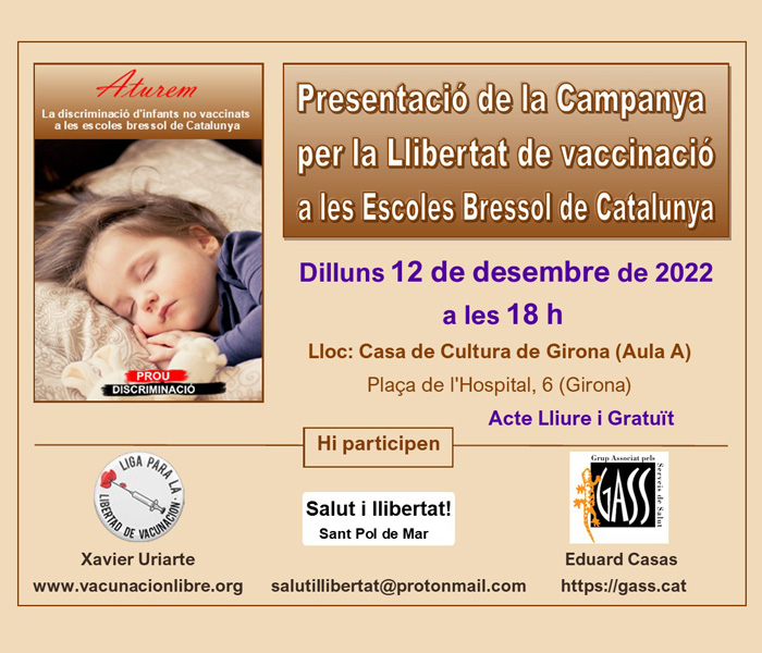 Campanya llibertat de vaccinació a les Escoles Bressol de Catalunya