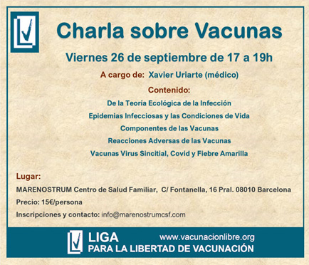 Charla sobre Vacunas en Barcelona el 26 de septiembre