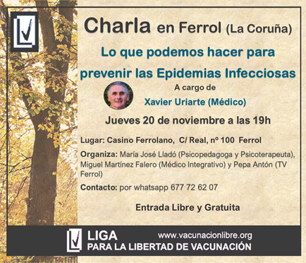 Charla en Ferrol (La Coruña) el 20 de noviembre